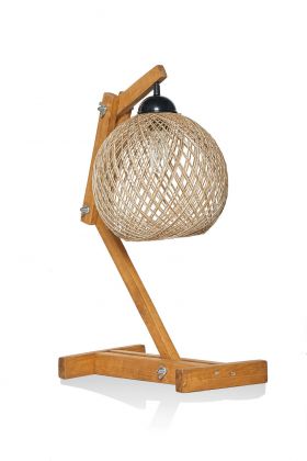 Lampa de masa, FullHouse, 390FLH1764, Lemn de pin, Ecru / Maro