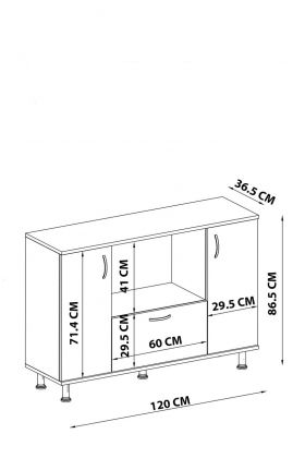 Dulap multifunctional, Coraline, Pietro, 120x86.5x36.5 cm, Alb