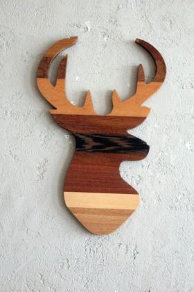 Decoratiune de perete, Wood Deer, 33x2x50 cm, Placaj , Maro