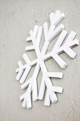 Decoratiune de perete, Snowflake, 38x1.8x38 cm, Placaj , Alb