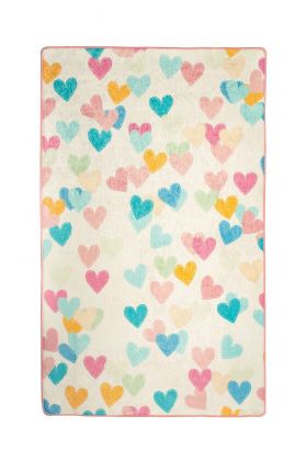 Covor, Hearts , 140x190 cm, Catifea, Multicolor