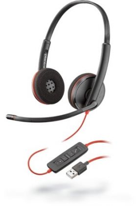 Poly POLY Blackwire C3220 Căști Prin cablu Bandă de fixare pe cap Apeluri/Muzică USB Tip-A Negru, Roşu (209745-104)