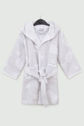 Halat de baie pentru copii, Irya Home, Cloud, Bumbac, Gri
