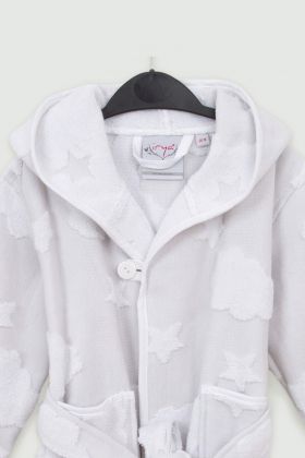 Halat de baie pentru copii, Irya Home, Cloud, Bumbac, Gri