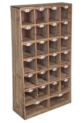 Bufet organizator cu 26 compartimente Officina A-Z, Bizzotto, 49 x 18 x 85 cm, lemn de pin