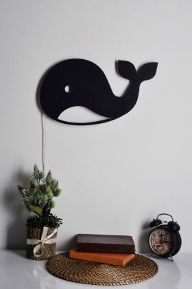 Decoratiune luminoasa LED, Baby Whale, MDF, 60 LED-uri, Albastru