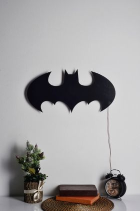 Decoratiune luminoasa LED, Batman, MDF, 60 LED-uri, Roz