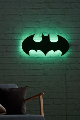 Decoratiune luminoasa LED, Batman, MDF, 60 LED-uri, Verde