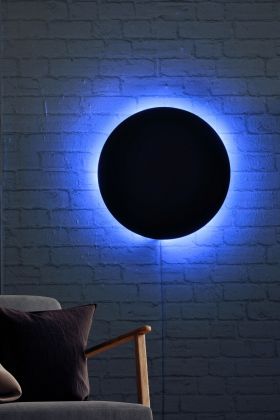 Decoratiune luminoasa LED, Circle, MDF, 60 LED-uri, Albastru