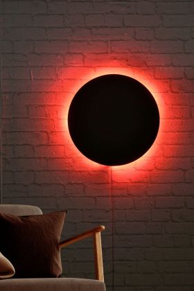 Decoratiune luminoasa LED, Circle, MDF, 60 LED-uri, Rosu