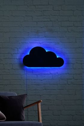 Decoratiune luminoasa LED, Cloud, MDF, 60 LED-uri, Albastru