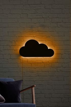 Decoratiune luminoasa LED, Cloud, MDF, 60 LED-uri, Galben