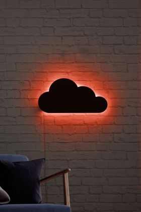 Decoratiune luminoasa LED, Cloud, MDF, 60 LED-uri, Rosu