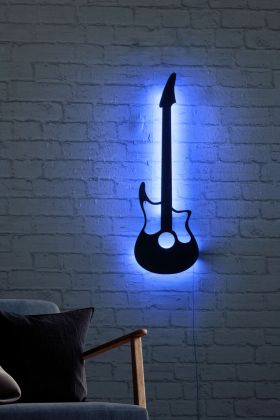 Decoratiune luminoasa LED, Guitar, MDF, 60 LED-uri, Albastru