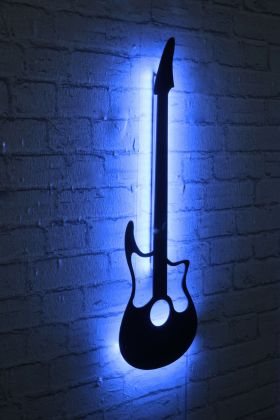 Decoratiune luminoasa LED, Guitar, MDF, 60 LED-uri, Albastru