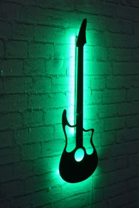 Decoratiune luminoasa LED, Guitar, MDF, 60 LED-uri, Verde