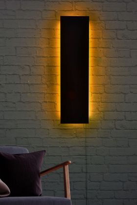 Decoratiune luminoasa LED, Rectangle, MDF, 60 LED-uri, Galben