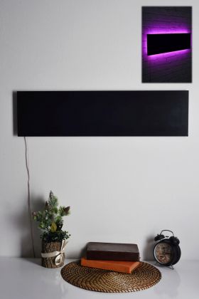 Decoratiune luminoasa LED, Rectangle, MDF, 60 LED-uri, Roz