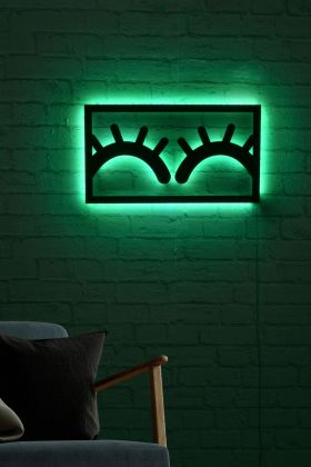 Decoratiune luminoasa LED, Sleepy Eyes, MDF, 60 LED-uri, Verde