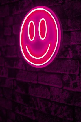 Decoratiune luminoasa LED, Smiley, Benzi flexibile de neon, DC 12 V, Roz