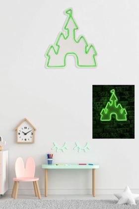 Decoratiune luminoasa LED, Castle, Benzi flexibile de neon, DC 12 V, Verde