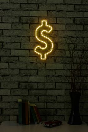 Decoratiune luminoasa LED, Dollar Sign, Benzi flexibile de neon, DC 12 V, Galben