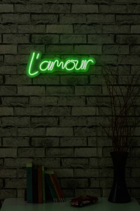 Decoratiune luminoasa LED, L'amour, Benzi flexibile de neon, DC 12 V, Verde