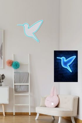 Decoratiune luminoasa LED, Little Bird, Benzi flexibile de neon, DC 12 V, Albastru