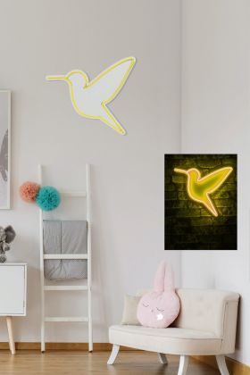 Decoratiune luminoasa LED, Little Bird, Benzi flexibile de neon, DC 12 V, Galben