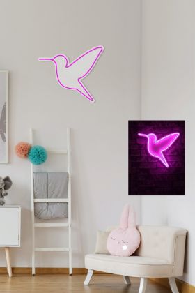 Decoratiune luminoasa LED, Little Bird, Benzi flexibile de neon, DC 12 V, Roz