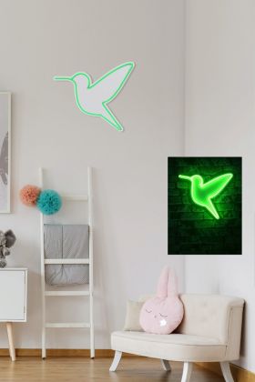 Decoratiune luminoasa LED, Little Bird, Benzi flexibile de neon, DC 12 V, Verde