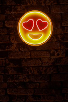 Decoratiune luminoasa LED, Love Smile, Benzi flexibile de neon, DC 12 V, Roșu / galben