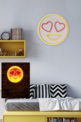 Decoratiune luminoasa LED, Love Smile, Benzi flexibile de neon, DC 12 V, Roșu / galben