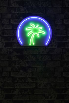 Decoratiune luminoasa LED, Palm Tree, Benzi flexibile de neon, DC 12 V, Albastru verde