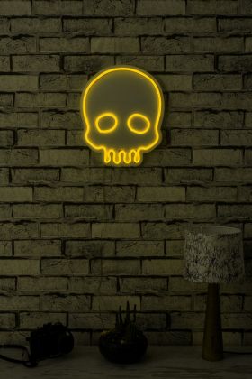 Decoratiune luminoasa LED, Skull, Benzi flexibile de neon, DC 12 V, Galben