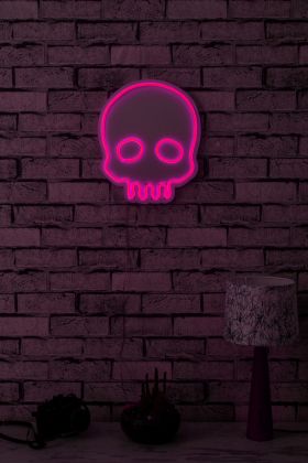 Decoratiune luminoasa LED, Skull, Benzi flexibile de neon, DC 12 V, Roz