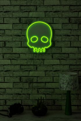 Decoratiune luminoasa LED, Skull, Benzi flexibile de neon, DC 12 V, Verde