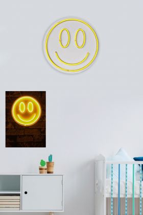 Decoratiune luminoasa LED, Smiley, Benzi flexibile de neon, DC 12 V, Galben