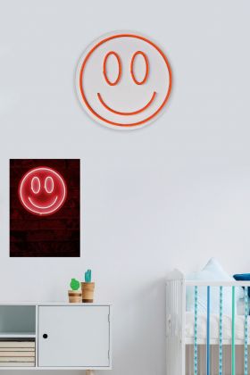 Decoratiune luminoasa LED, Smiley, Benzi flexibile de neon, DC 12 V, Rosu