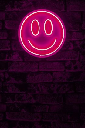 Decoratiune luminoasa LED, Smiley, Benzi flexibile de neon, DC 12 V, Roz