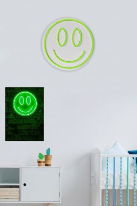 Decoratiune luminoasa LED, Smiley, Benzi flexibile de neon, DC 12 V, Verde