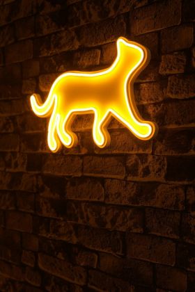 Decoratiune luminoasa LED, Kitty the Cat, Benzi flexibile de neon, DC 12 V, Galben