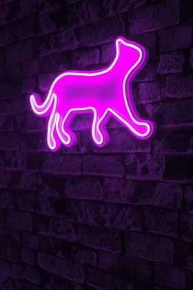 Decoratiune luminoasa LED, Kitty the Cat, Benzi flexibile de neon, DC 12 V, Roz