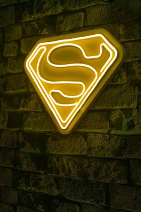 Decoratiune luminoasa LED, Superman, Benzi flexibile de neon, DC 12 V, Galben