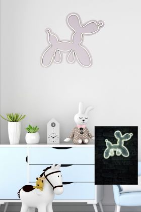 Decoratiune luminoasa LED, Balloon Dog, Benzi flexibile de neon, DC 12 V, Alb