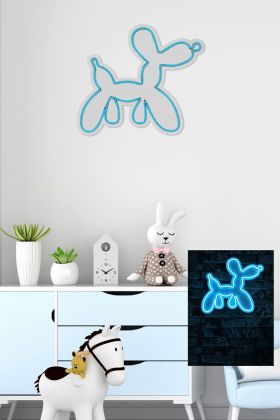 Decoratiune luminoasa LED, Balloon Dog, Benzi flexibile de neon, DC 12 V, Albastru