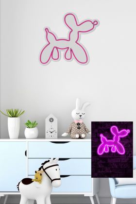 Decoratiune luminoasa LED, Balloon Dog, Benzi flexibile de neon, DC 12 V, Roz