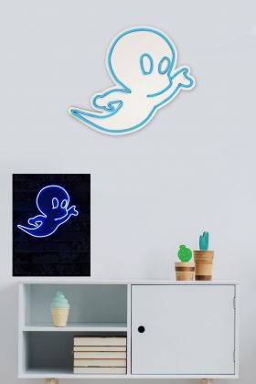 Decoratiune luminoasa LED, Casper The Friendly Ghost, Benzi flexibile de neon, DC 12 V, Albastru