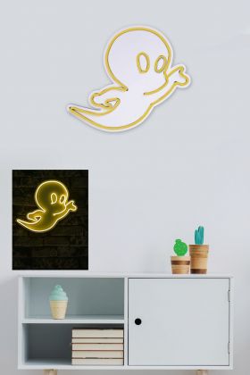 Decoratiune luminoasa LED, Casper The Friendly Ghost, Benzi flexibile de neon, DC 12 V, Galben