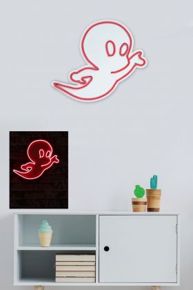 Decoratiune luminoasa LED, Casper The Friendly Ghost, Benzi flexibile de neon, DC 12 V, Rosu